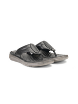 Comfort Walk Black Genuine Leather Thong Slipper For Men Cwm041014 C001