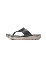 Comfort Walk Black Genuine Leather Thong Slipper For Men Cwm041014 C001