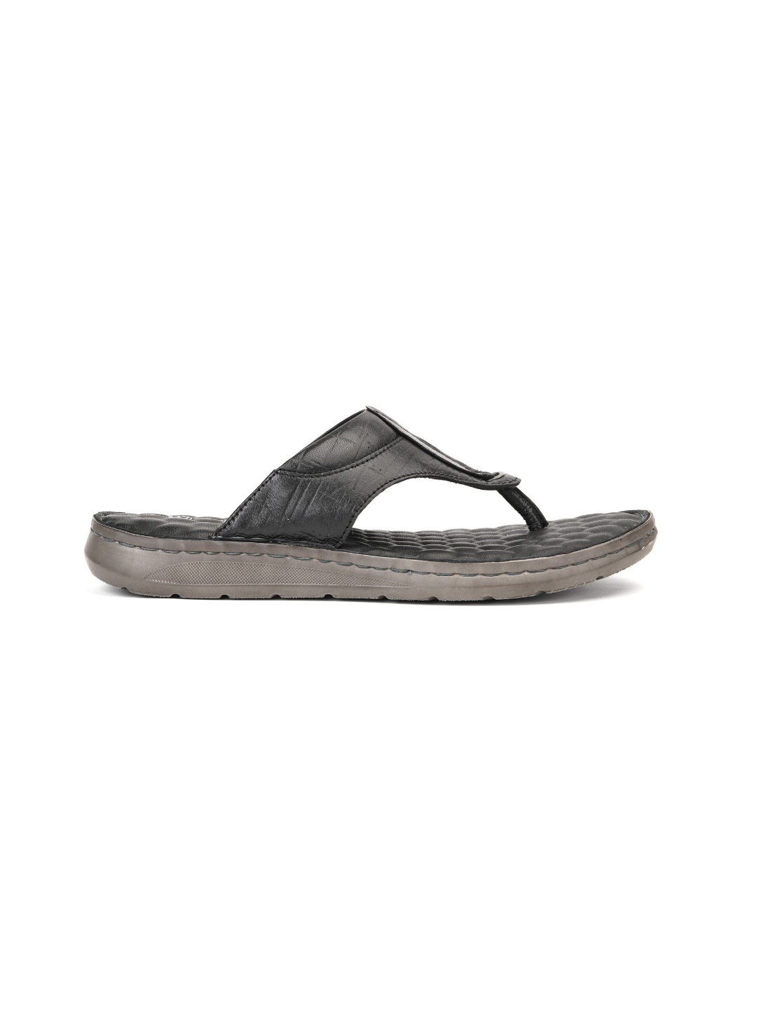 Comfort Walk Black Genuine Leather Thong Slipper For Men Cwm041014 C001
