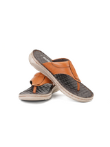 Comfort Walk Tan Genuine Leather Thong Slipper For Men Cwm041014 C006
