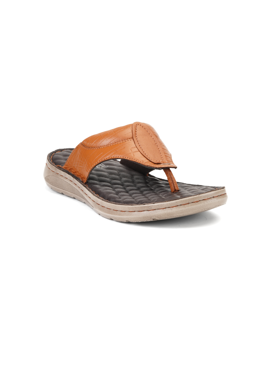 Comfort Walk Tan Genuine Leather Thong Slipper For Men Cwm041014 C006