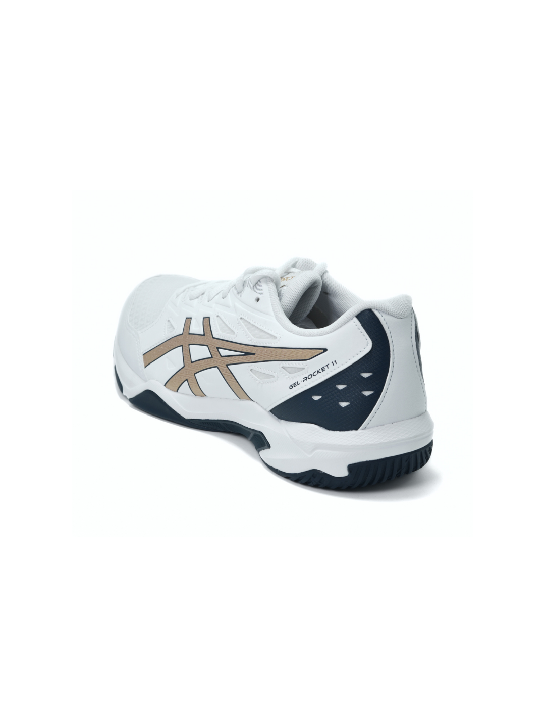 Asics White/Pure Gold Sports Shoes For Men Gel Rocket 11 C658