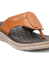 Comfort Walk Tan Genuine Leather Thong Slipper For Men Cwm041014 C006