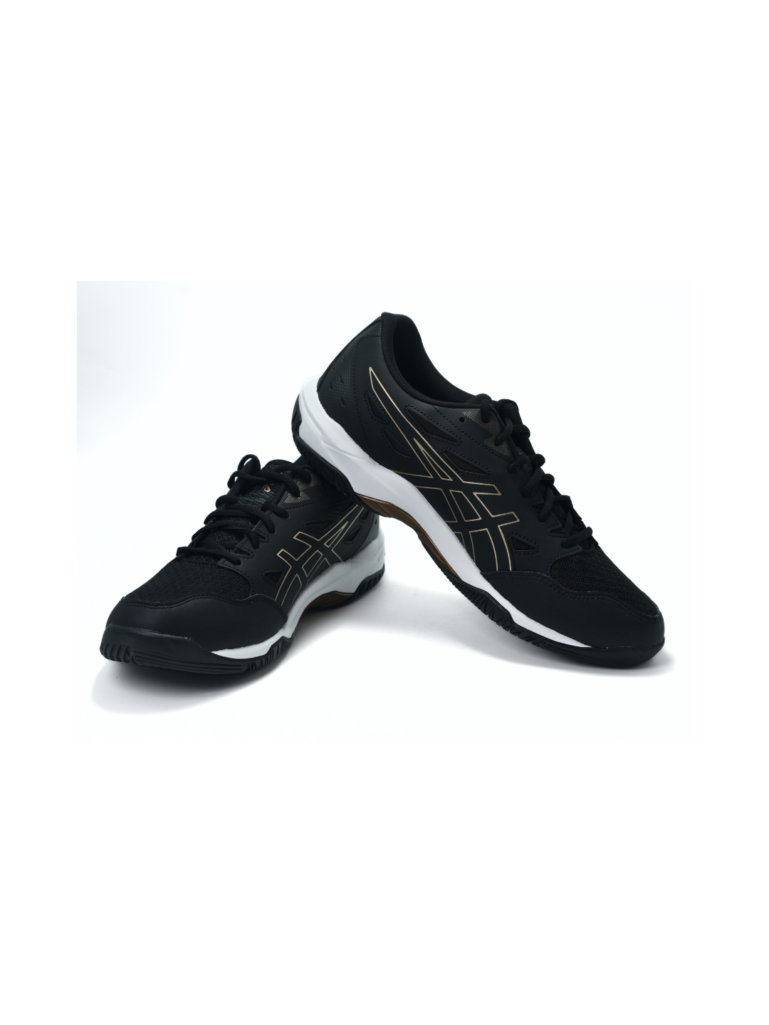 Asics Black/Pure Gold Sports Shoes For Men Gel Rocket 11 C536