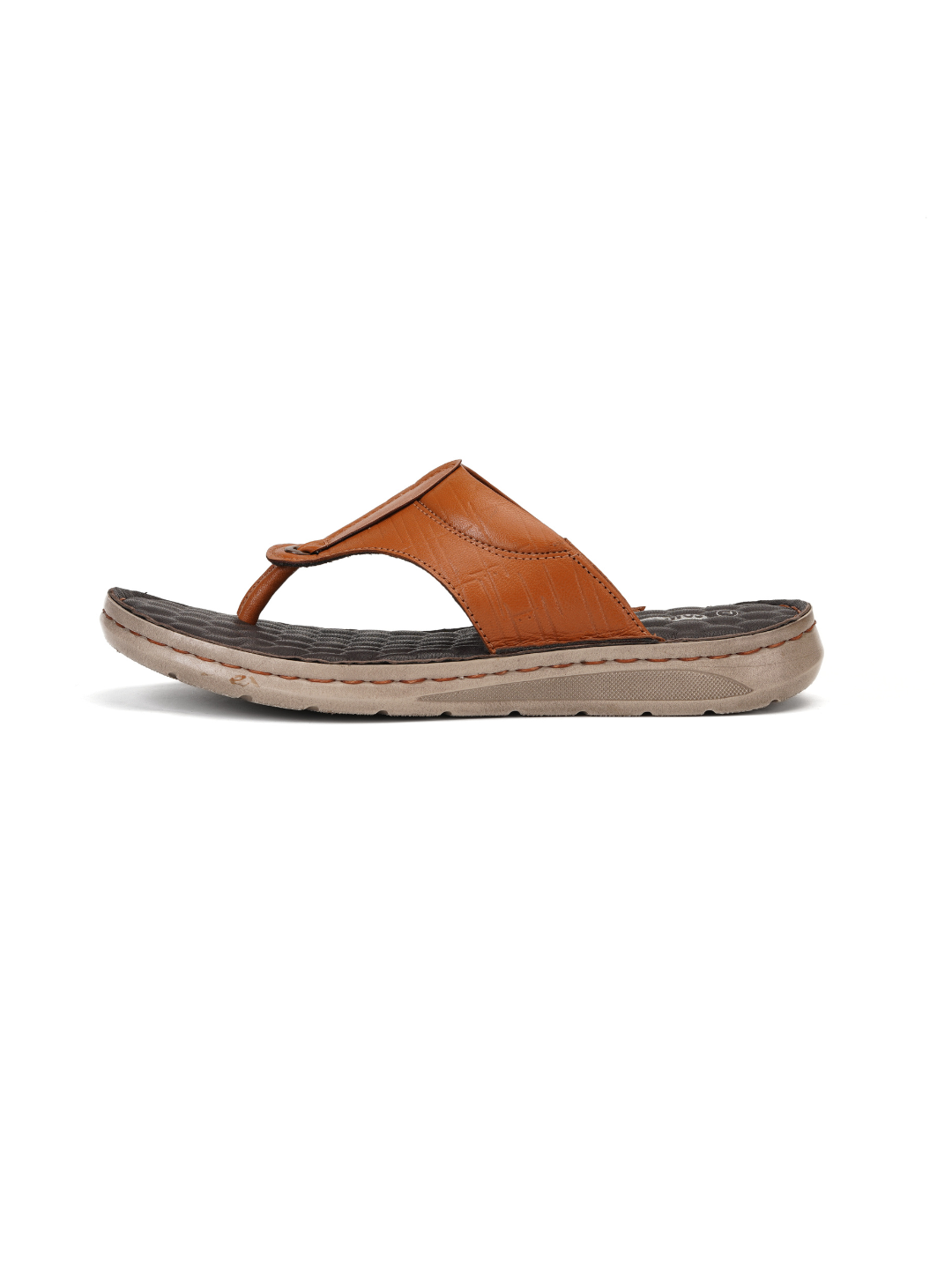 Comfort Walk Tan Genuine Leather Thong Slipper For Men Cwm041014 C006