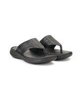 City Magic Black Genuine Leather Thong Slipper For Men Cmm041010 C001