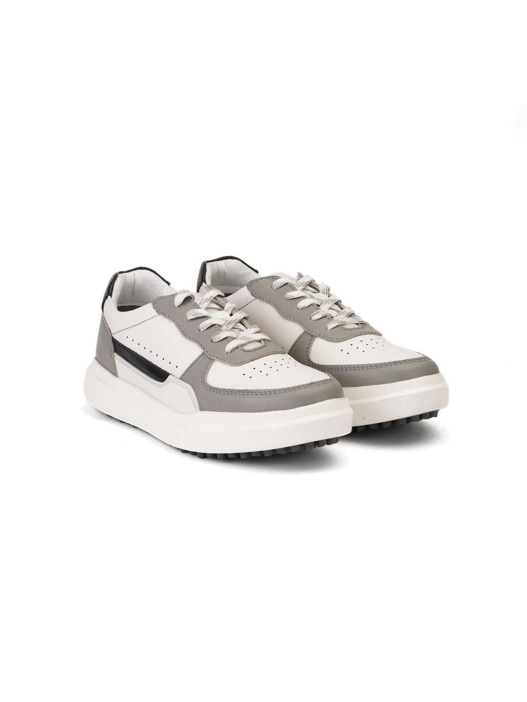Extacy White/Grey Genuine Leather Sneaker For Men Exm010213 C499