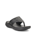 City Magic Black Genuine Leather Thong Slipper For Men Cmm041010 C001