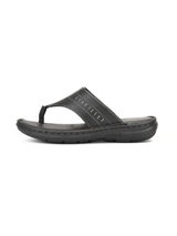 City Magic Black Genuine Leather Thong Slipper For Men Cmm041010 C001