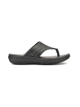 City Magic Black Genuine Leather Thong Slipper For Men Cmm041010 C001