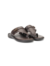 City Magic Brown Genuine Leather Toe Ring Slipper For Men Cmm041007 C003