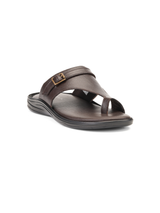 City Magic Brown Genuine Leather Toe Ring Slipper For Men Cmm041007 C003