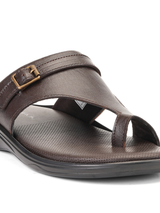 City Magic Brown Genuine Leather Toe Ring Slipper For Men Cmm041007 C003