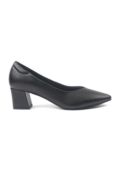 Black high-heeled shoe on a white background