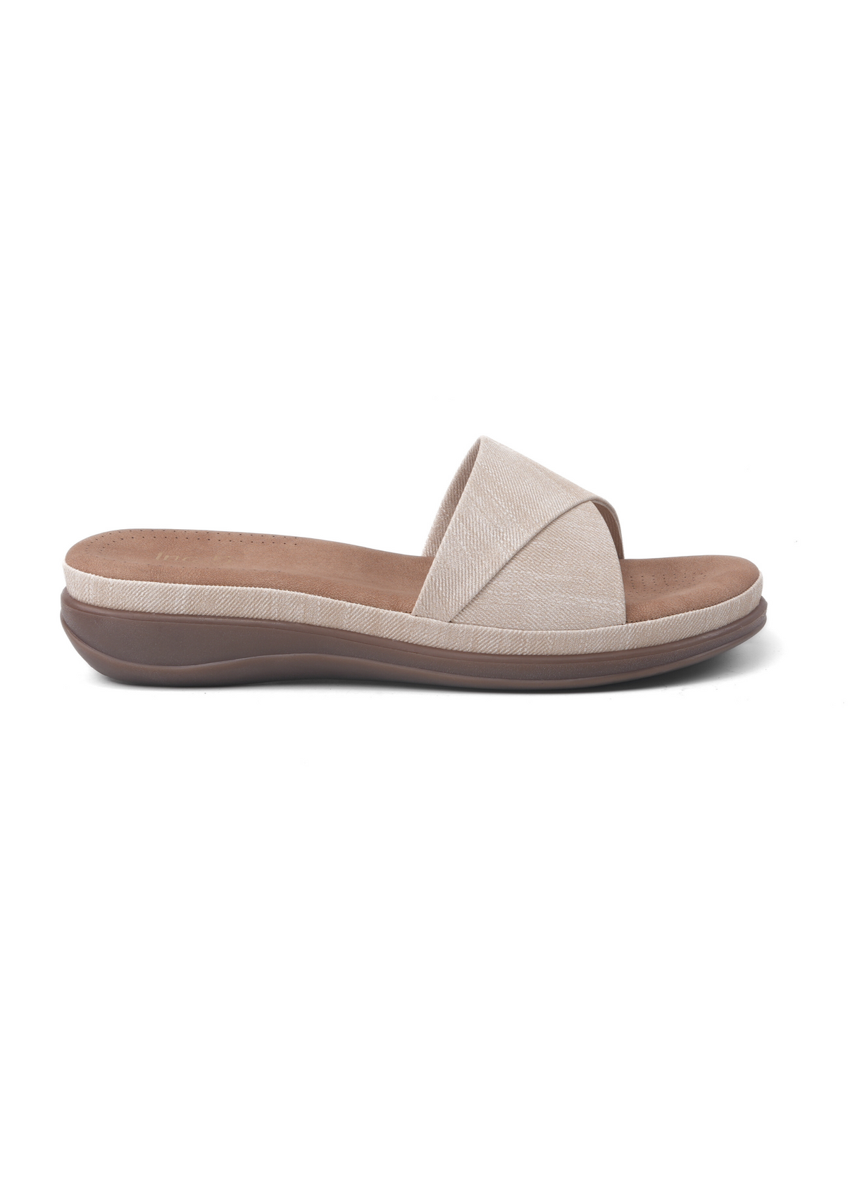 Beige sandal on a white background