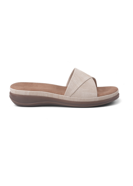 Beige sandal on a white background