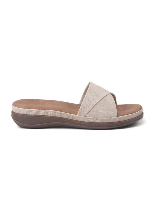 Beige sandal on a white background