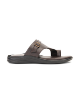 City Magic Brown Genuine Leather Toe Ring Slipper For Men Cmm041007 C003