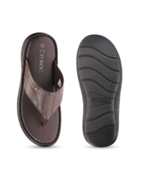City Magic Dark Brown Genuine Leather Thong Slipper For Men Cmm041006 C258