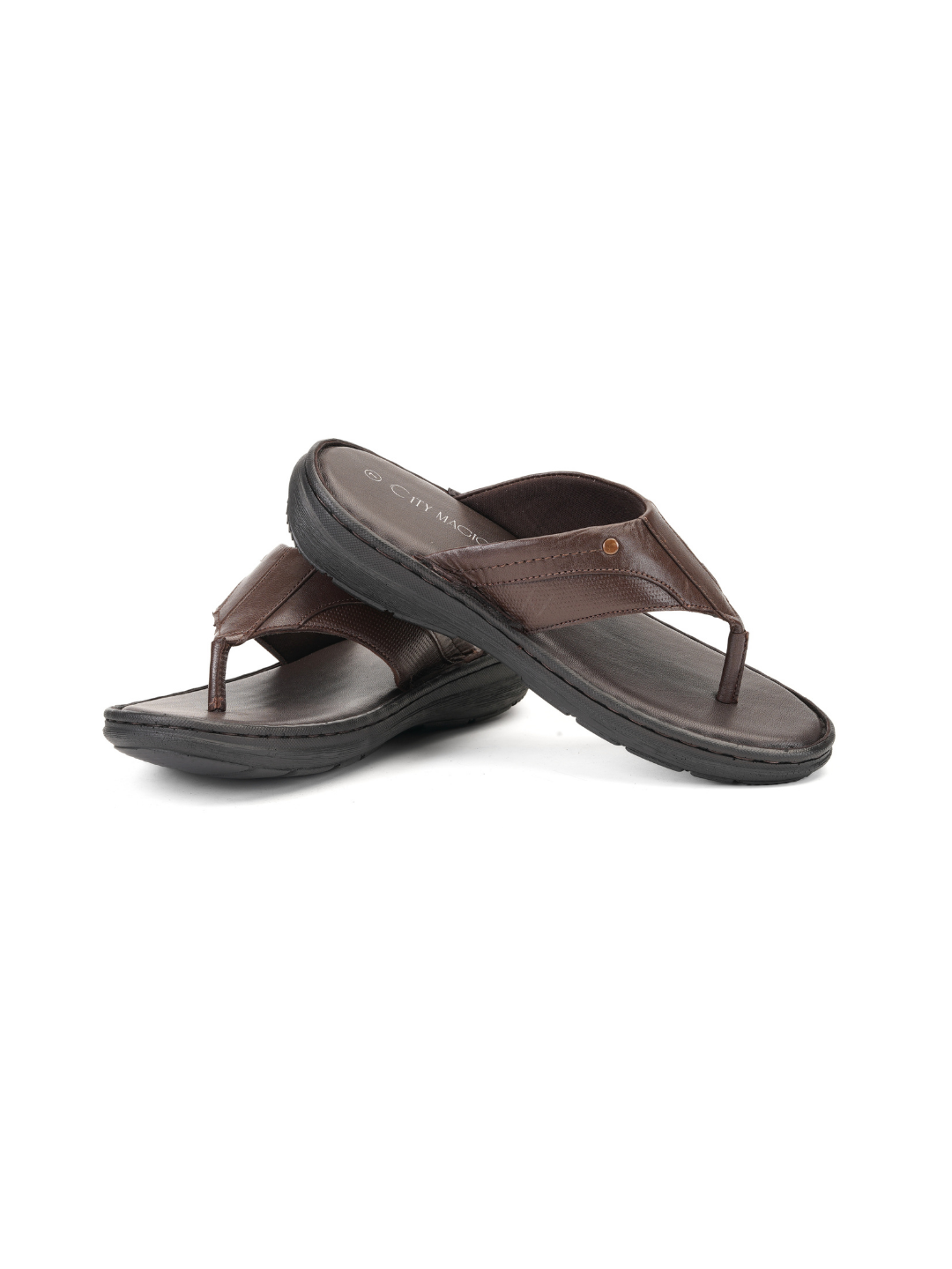 City Magic Dark Brown Genuine Leather Thong Slipper For Men Cmm041006 C258