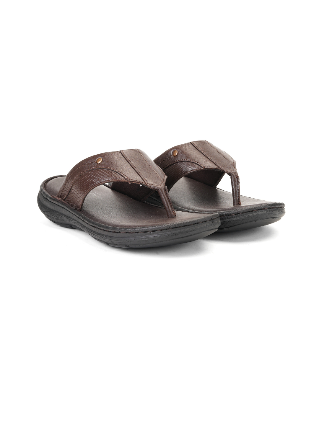 City Magic Dark Brown Genuine Leather Thong Slipper For Men Cmm041006 C258