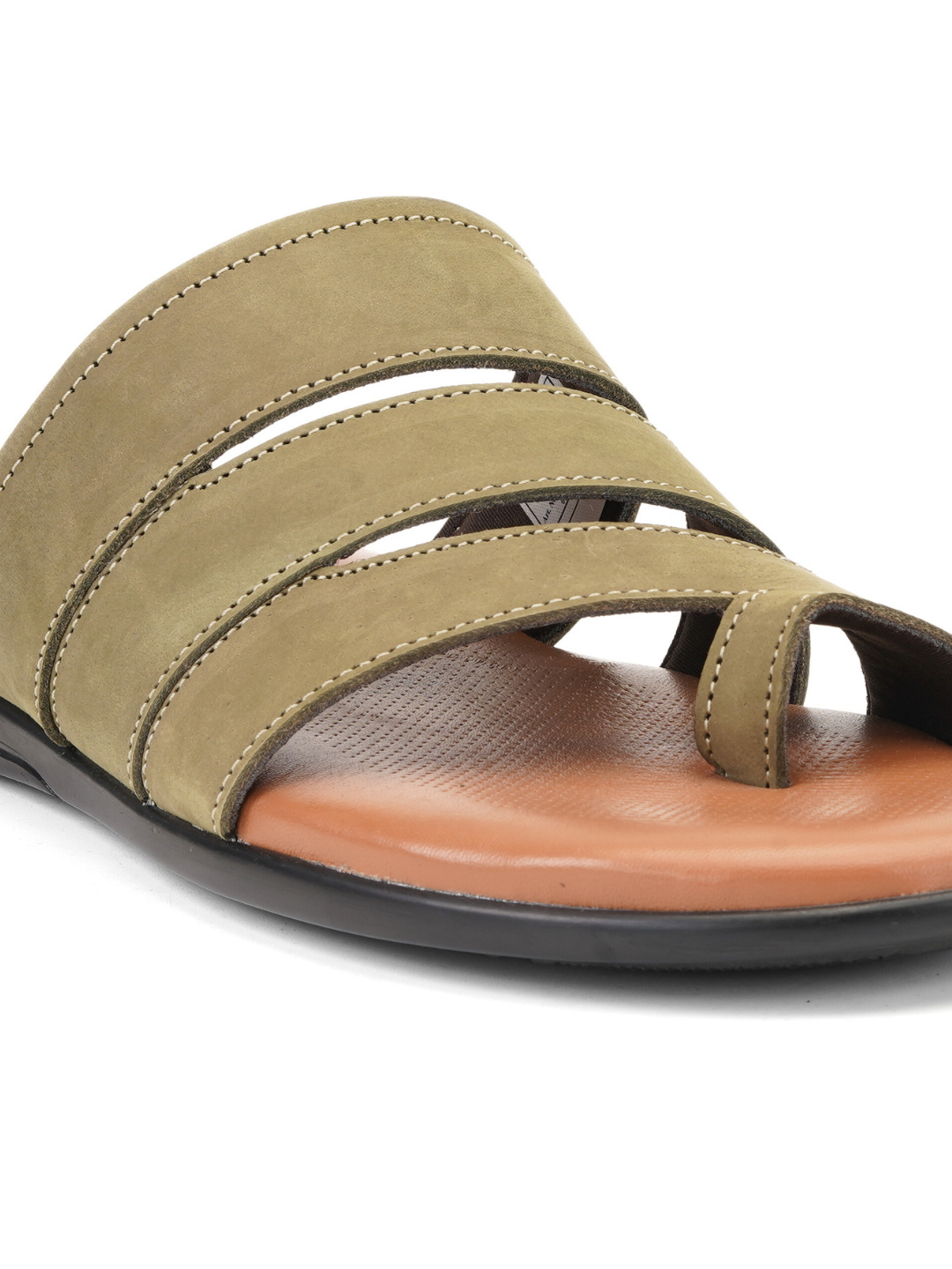City Magic Olive Genuine Leather Thong Slipper For Men Cmm041005 C084