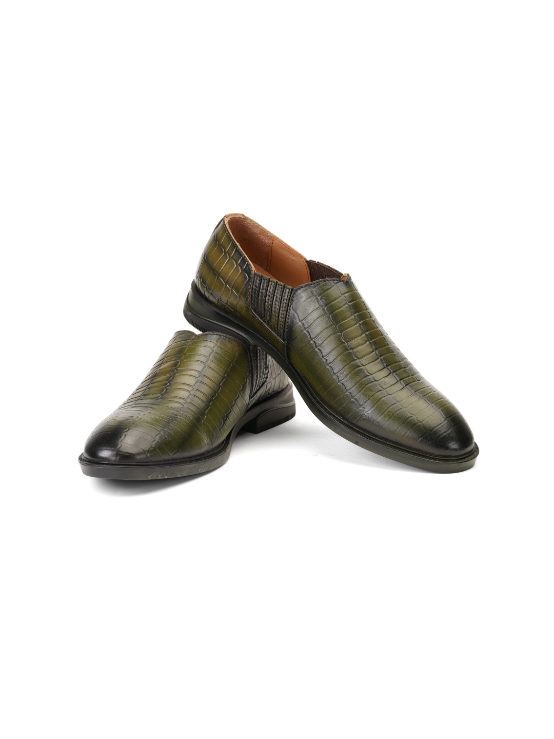Extacy Green Olive Genuine Leather Casual Shoes For Men Exm010229 C784
