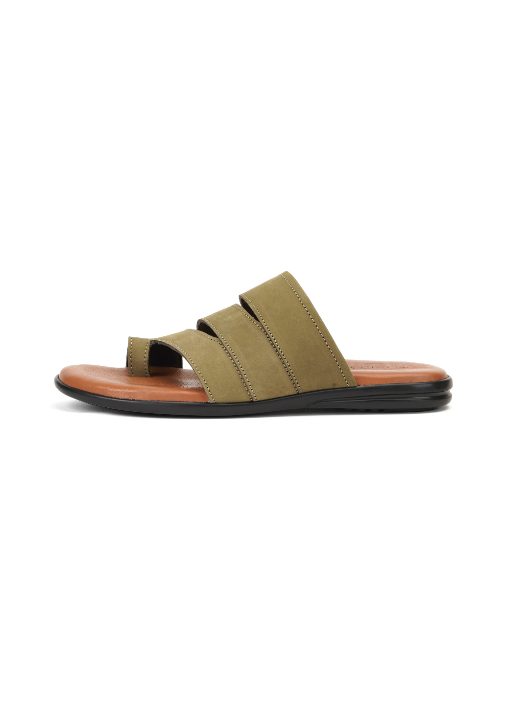 City Magic Olive Genuine Leather Thong Slipper For Men Cmm041005 C084