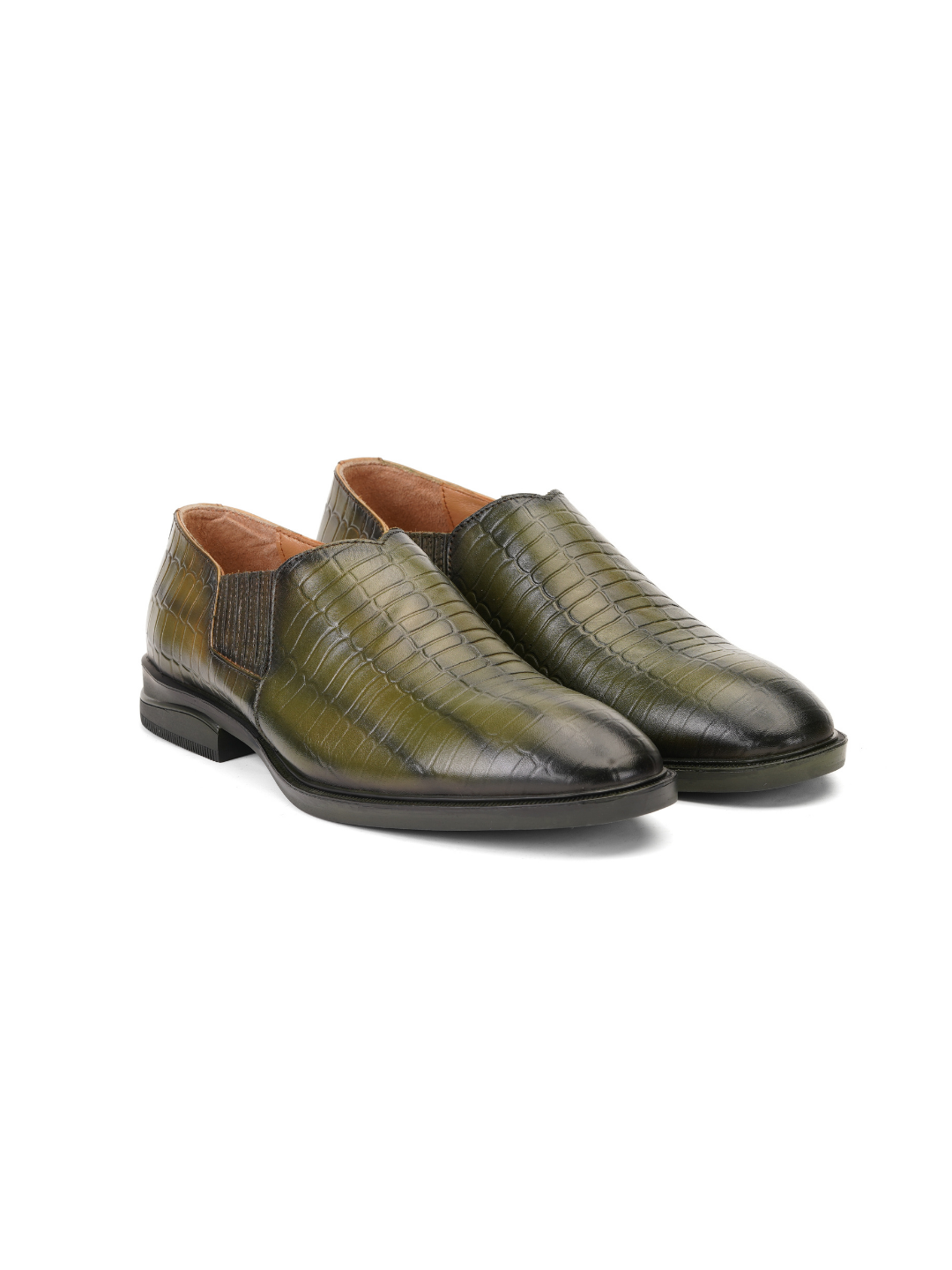 Extacy Green Olive Genuine Leather Casual Shoes For Men Exm010229 C784