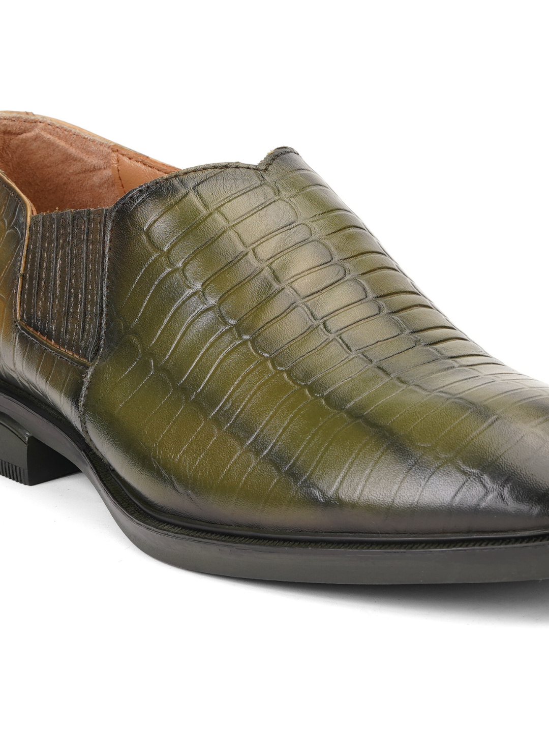 Extacy Green Olive Genuine Leather Casual Shoes For Men Exm010229 C784