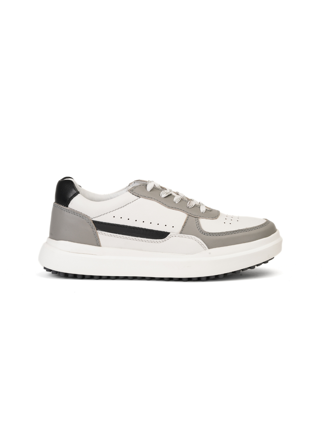 Extacy White/Grey Genuine Leather Sneaker For Men Exm010213 C499