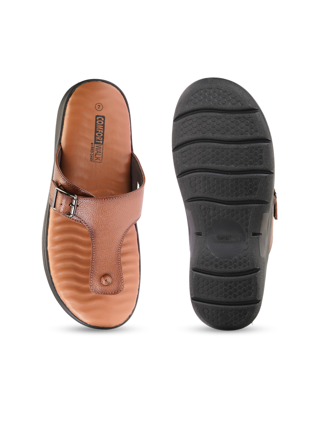 Comfort Walk Tan Genuine Leather Toe Ring Slipper For Men Cwm041013 C006