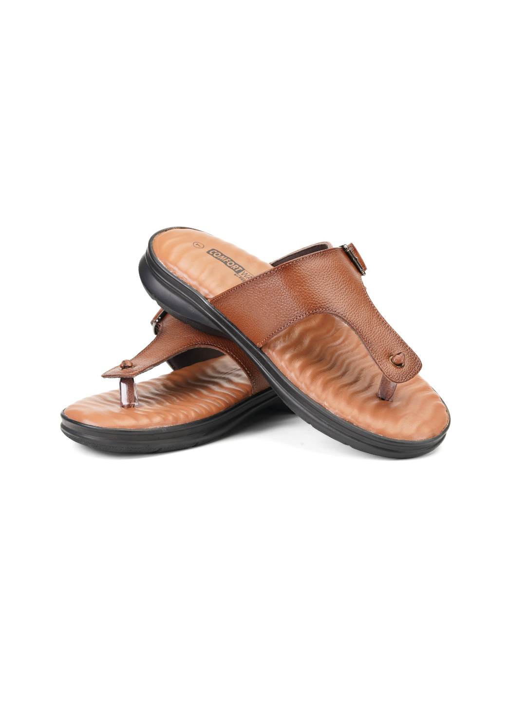 Comfort Walk Tan Genuine Leather Toe Ring Slipper For Men Cwm041013 C006