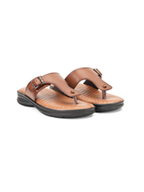 Comfort Walk Tan Genuine Leather Toe Ring Slipper For Men Cwm041013 C006
