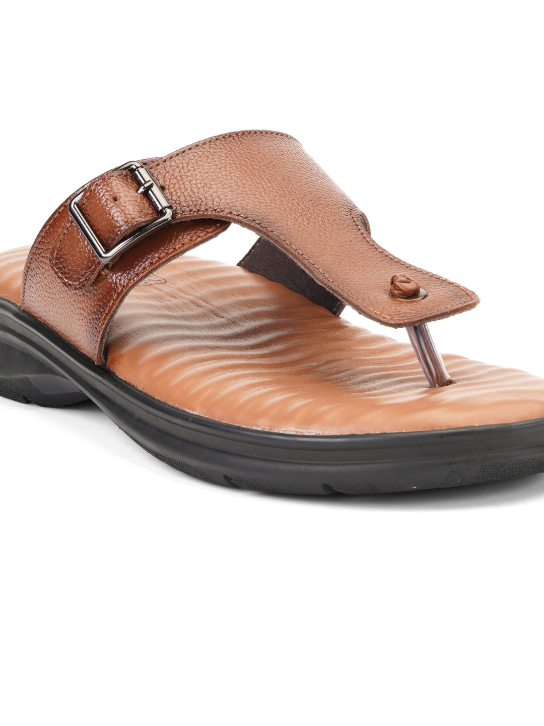 Comfort Walk Tan Genuine Leather Toe Ring Slipper For Men Cwm041013 C006