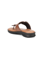 Comfort Walk Tan Genuine Leather Toe Ring Slipper For Men Cwm041013 C006