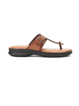 Comfort Walk Tan Genuine Leather Toe Ring Slipper For Men Cwm041013 C006