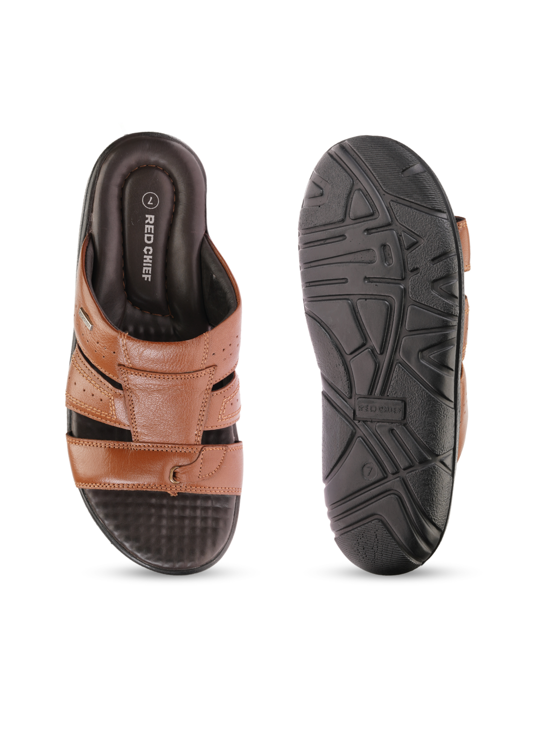 Red Chief Tan Genuine Leather Sandal Slipper For Men Rc 4035 C006