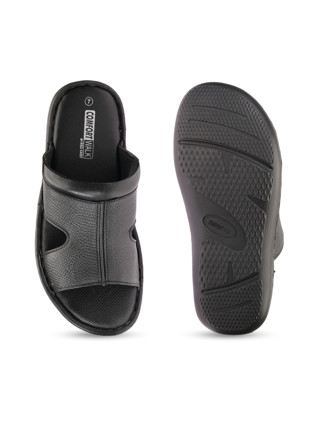Comfort Walk Black Genuine Leather Formal Slipper For Men Cwm041012 C001