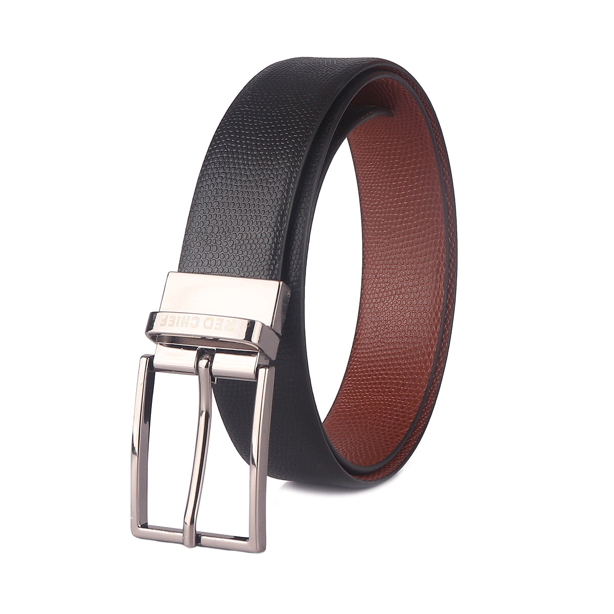 Red Chief Tan/Black Leather Formal Belt For Men A80351 086