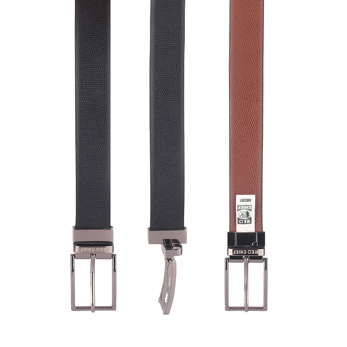 Red Chief Tan/Black Leather Formal Belt For Men A80351 086