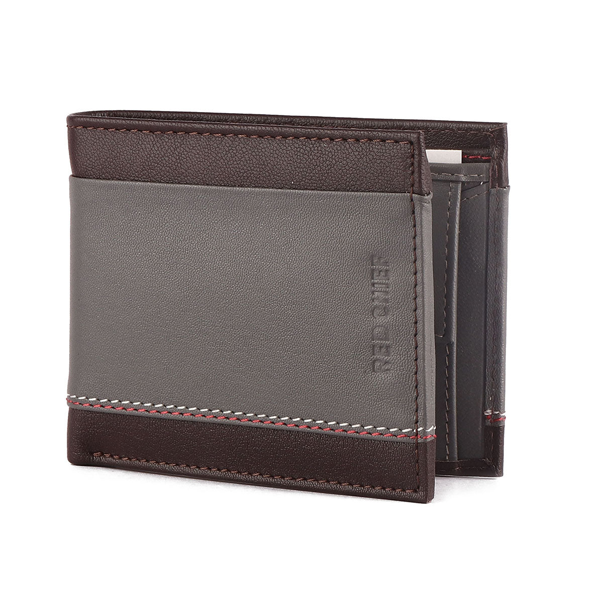 Red Chief Brown Grey Leather Wallet For Men A90122 1250