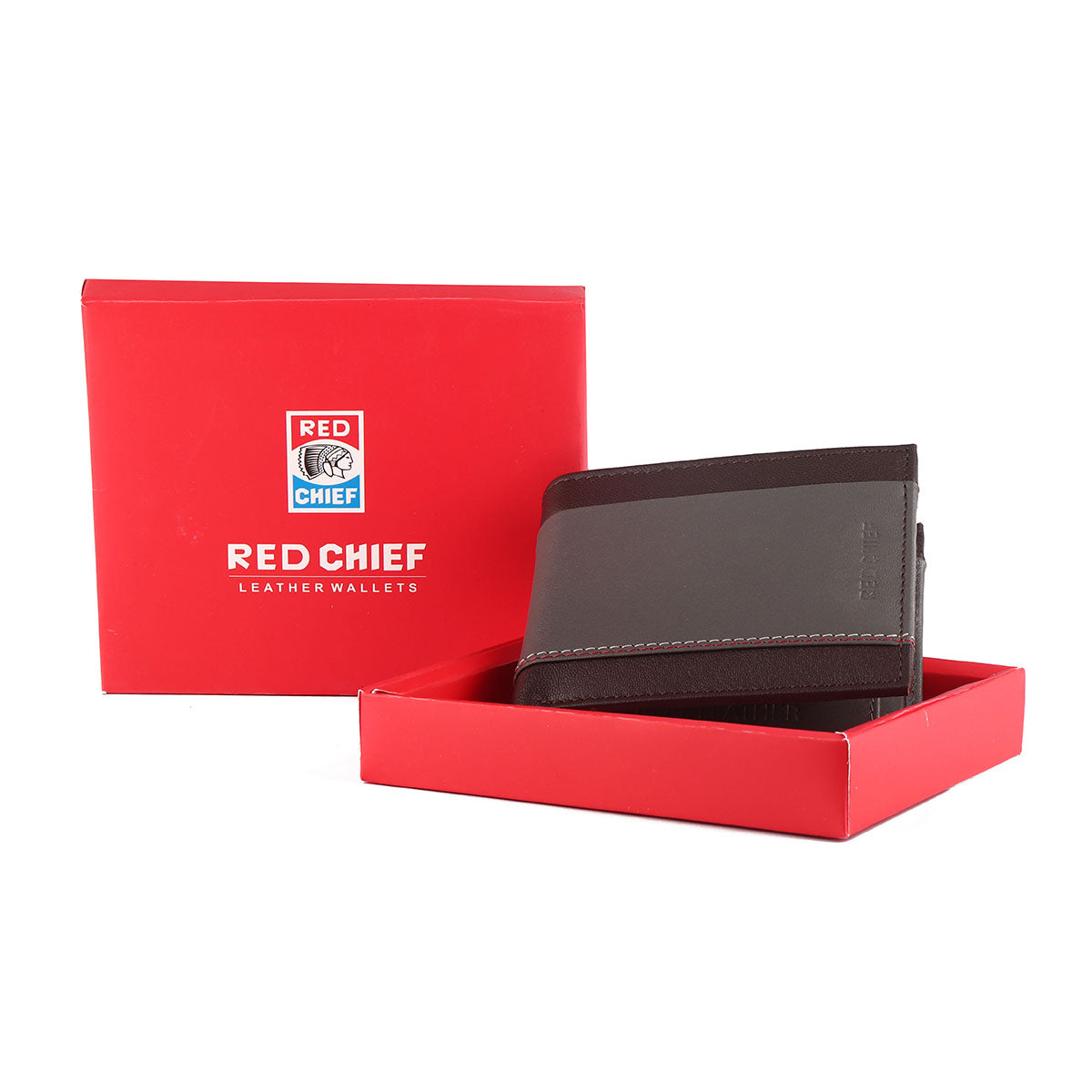 Red Chief Brown Grey Leather Wallet For Men A90122 1250