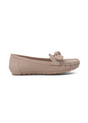 Beige loafer shoe on a white background
