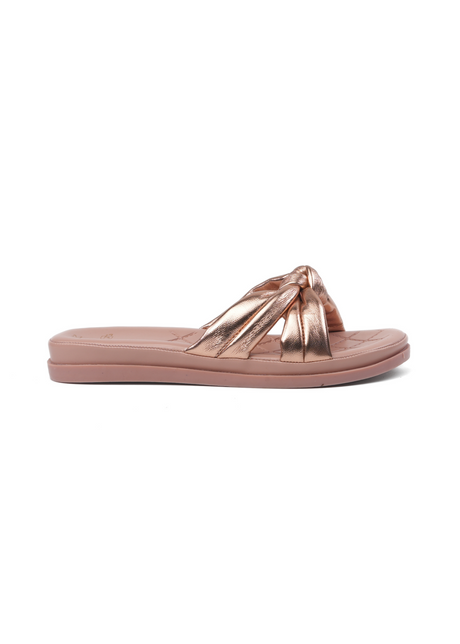 Rose gold sandal on a white background