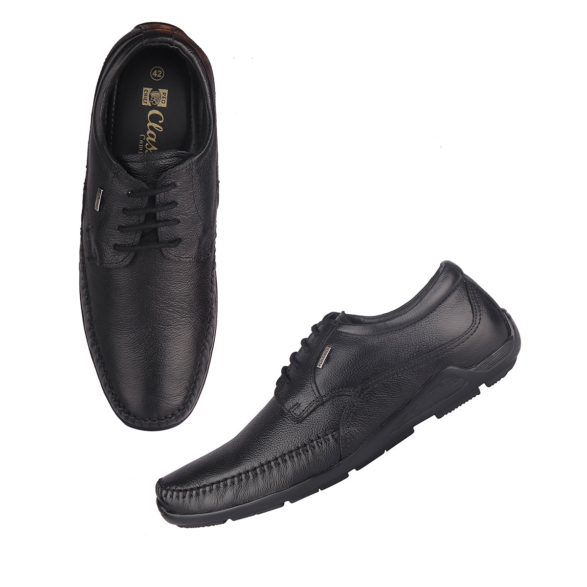 Red Chief Black Leather Derby Formal Shoes For Men Rc1811 001