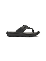 City Magic Black Genuine Leather Thong Slipper For Men Cmm041009 C001