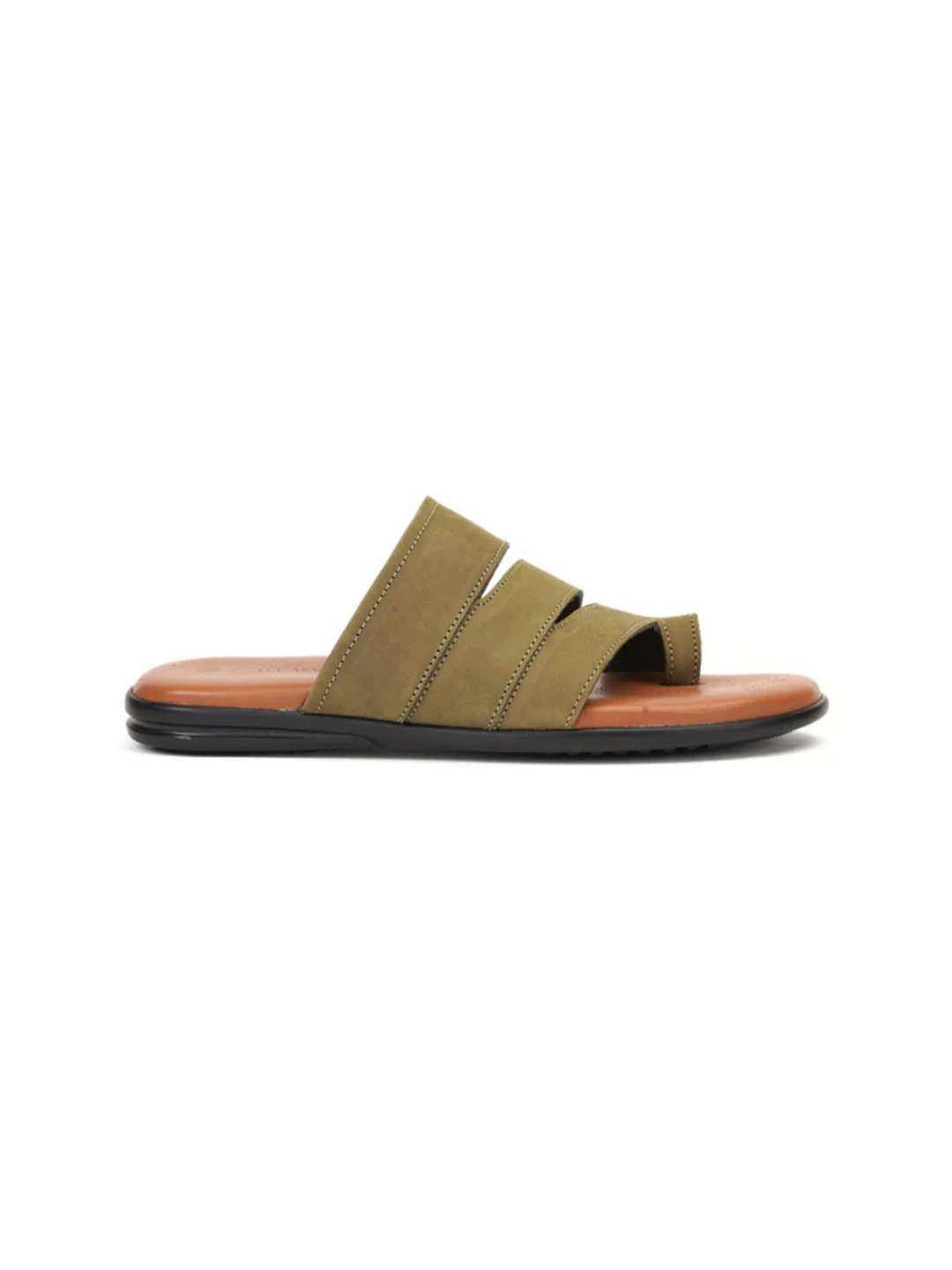 City Magic Olive Genuine Leather Thong Slipper For Men Cmm041005 C084